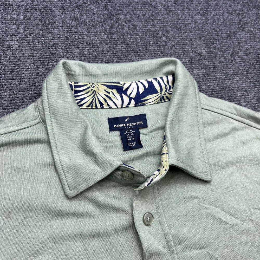 Daniel Hechter Short Sleeve Button Down Sage Green Jersey Knit Shirt
